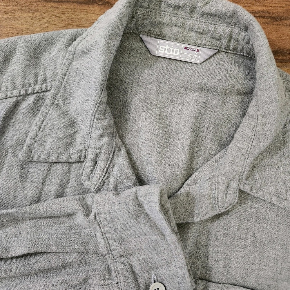 Stio Womens Dovetail Grey Lightweight Flannel Shirt Organic Cotton Size Medium